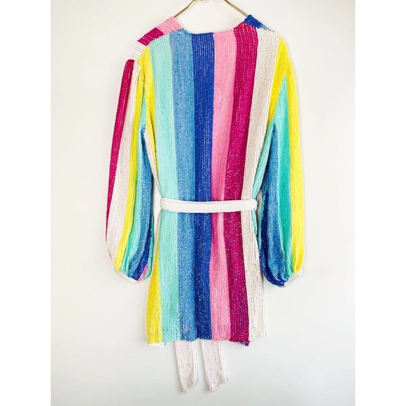 Retrofete Gabrielle Robe Dress Unicorn Stripes Rainbow Sequin BloggersFavorite - Picture 9 of 10
